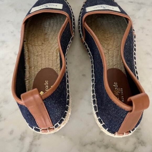 KATE SPADE Lara Denim Jute Leather Tab Espadrille Flat 7 - Picture 13 of 16